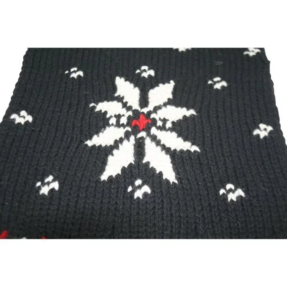 Ralph Lauren Rugby Scarf Wool Blend Snowflake Fair Isle Black Classic Preppy - Picture 2 of 7